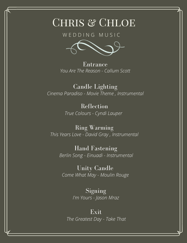 Song Ideas for a wedding ceremony